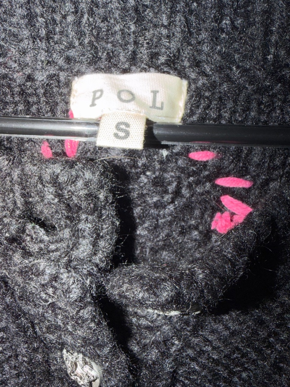 POL Black Multicolor Stitch Cable-Knit Women's Sweater - NWOT - Picture 4 of 6